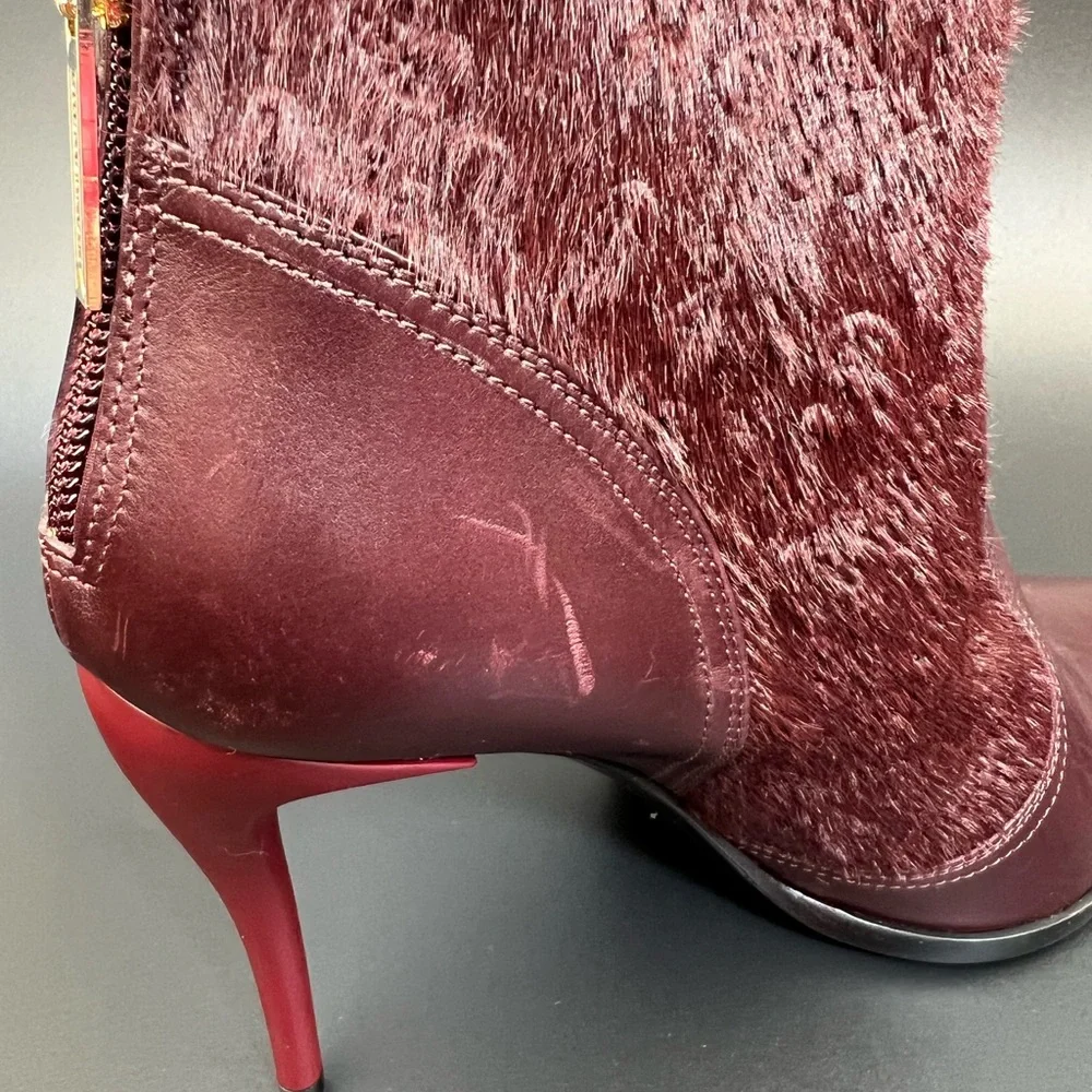 Bruno Magli Sophisticated Wine-Red Pointed High Heel Glam Ankle Boots Size 37